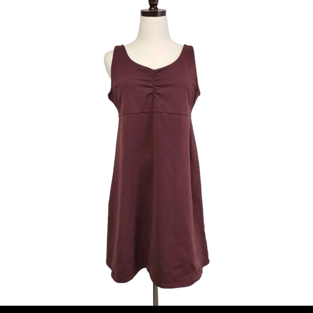 Kuhl Robe Harmony  Large Burgundy Red Stretch Nylon  Midi Summer Casual Dress
